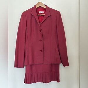 Vintage 100% Fine Wool Sunny Choi Canada-Made Fringe Old Money Skirt Suit 8-10